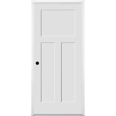 CODEL DOORS 36"x96"x1-3/4" Primed 3-Panel Mission Interior Shaker 20min Fire Rated 7-1/4" RH Prehung Door 3080134PRI840320MRH1DM714